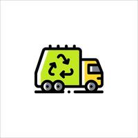 A garbage truck with a recycling symbol on it vector