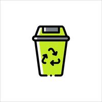 A green trash can with a recycling symbol on it vector