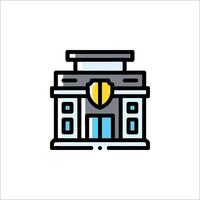 A building with a shield icon vector