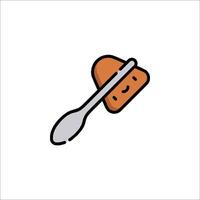 A spoon with a spoon and a fork icon vector