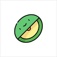A green apple with a smiley face on it vector
