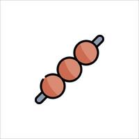 A line drawing of a skewer with three balls on it vector