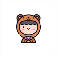 A cute bear with a bow tie on its head vector