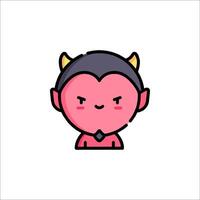 A cartoon devil with horns and a pink face vector