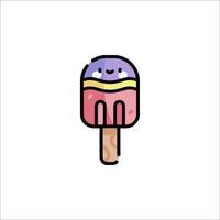 A colorful ice cream popsicle with a face on it vector