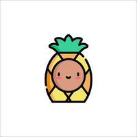 A cartoon pineapple with a face on it vector