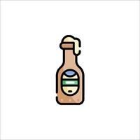 A bottle of beer with a glass of beer in it vector