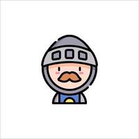 A cartoon character with a mustache and a helmet vector