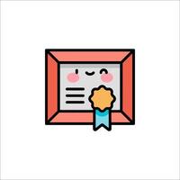 A certificate with a smiley face and a ribbon vector