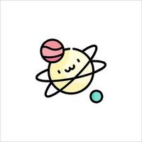 A cute cartoon planet with a smiley face vector