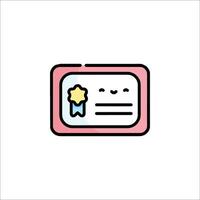 A certificate icon with a smiley face vector