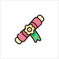 A diploma icon with a ribbon and a flower vector