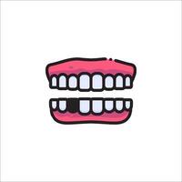 A cartoon tooth with a missing tooth vector
