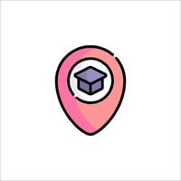 A pink pin with a box on it vector