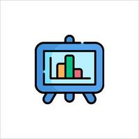 A flat icon of a computer screen with a bar chart vector