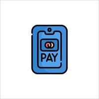 A blue credit card with the word pay on it vector
