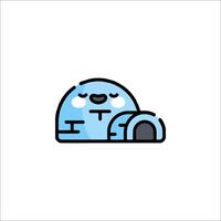 A cartoon character with a blue igloo vector