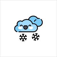 A cartoon cloud with snowflakes on it vector