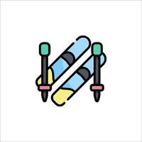 Two skis with a pair of scissors on top of them vector