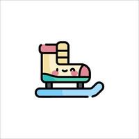 A cartoon snowboard with a smiley face on it vector