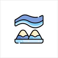 A blue and white icon of two eggs on a plate vector