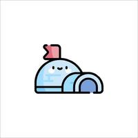 A cute little igloo with a red flag on it vector