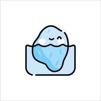 A cartoon ice cube with a smile on it vector