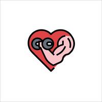 A heart with a dumbbell icon vector