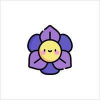 A purple flower with a smiley face on it vector