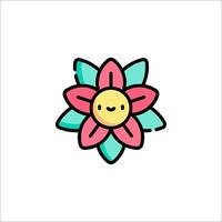 A cute flower with a smiley face on it vector