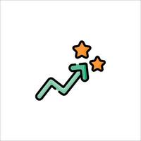 A star and arrow icon with a line drawing vector
