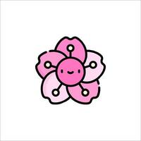 A pink flower with a smiley face on it vector