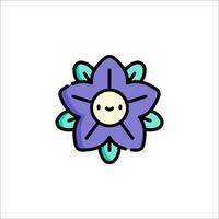 A purple flower with a smiley face on it vector