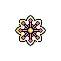 A flower icon with a pink and yellow design vector