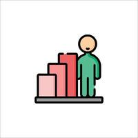 A man standing on a bar chart icon vector
