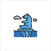 A bear sitting on top of an iceberg with clouds in the background vector