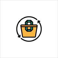 A basket with a green arrow on it vector