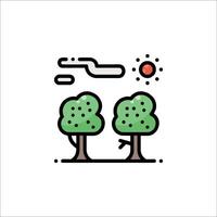 Two trees in the forest with the sun in the background vector
