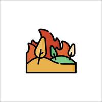 A fire and a tree icon on a white background vector
