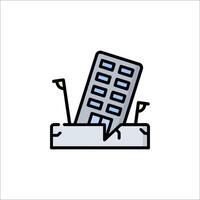 A building is falling down and there is a broken window vector