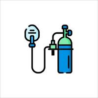 An oxygen cylinder with a hose connected to it vector