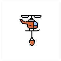 A helicopter with a bucket hanging from it vector