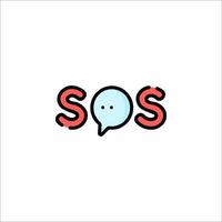 The word sos is in a blue and red font vector