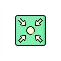 A green square with arrows pointing in different directions vector