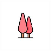 Two pink trees in a line icon vector