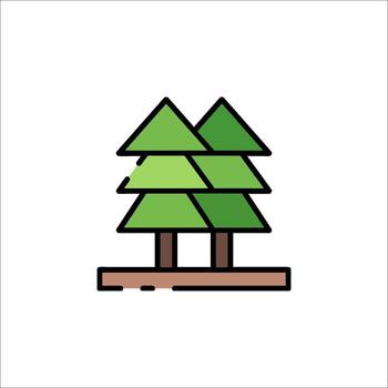 A line icon of two trees on a wooden platform vector