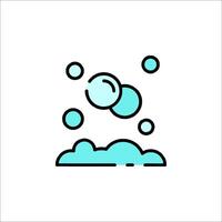 A blue and white line icon of bubbles and clouds vector
