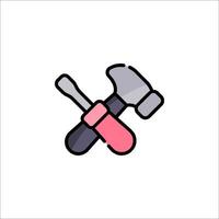 A hammer and screwdriver icon on a white background vector