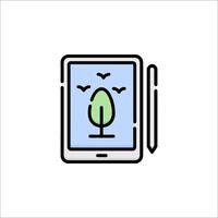 A tablet with a tree on it and a pen vector