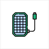 A solar panel with a cable connected to it vector